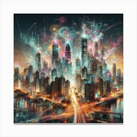 Futuristic Cityscape lighting Canvas Print