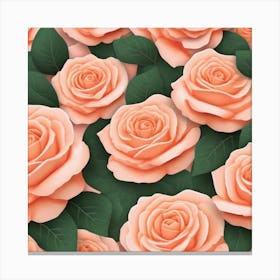 Peach Roses Seamless Pattern 2 Canvas Print