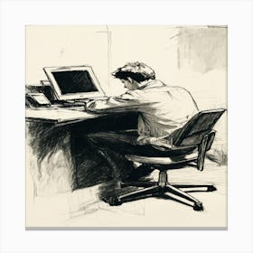 Man Working At A Desk Canvas Print