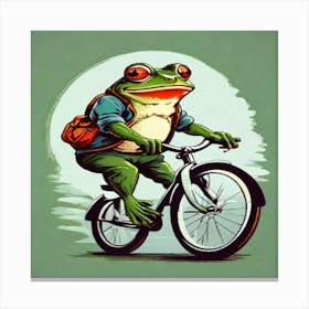 Frog Riding A Bike Canvas Print