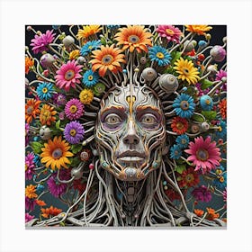 Woman With Flowers On Her Head Canvas Print