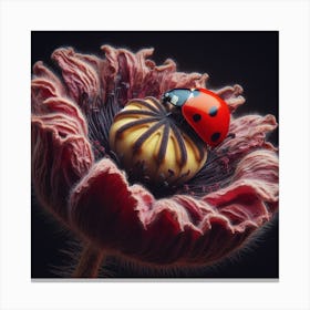 Poppy Head and Ladybird  Canvas Print