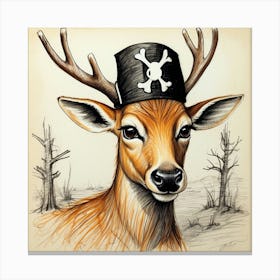 Deer With Pirate Hat 2 Canvas Print