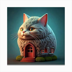 Firefly House, Cat, Shape, Whimsical, Unique, Creative, Feline, Architecture, Playful, Charming, Coz (3) Canvas Print