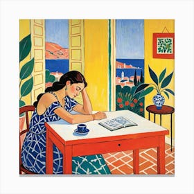 Woman Reading A Book 14 Canvas Print