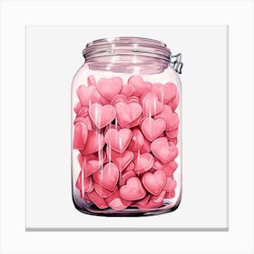 Pink Hearts In A Jar 1 Canvas Print
