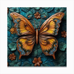 Butterfly On A Blue Background Canvas Print