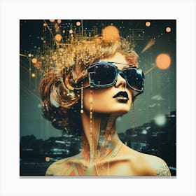 Futuristic Woman In Sunglasses Canvas Print
