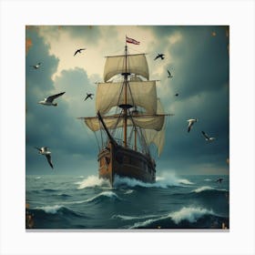 Sailing Ship In The Sea 1 Lienzo