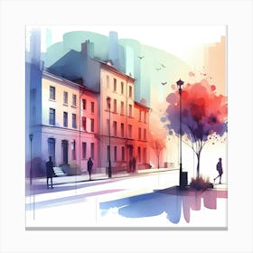 Watercolor Of A City 5 Canvas Print