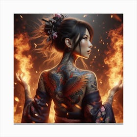 Asian Tattooed Woman Canvas Print