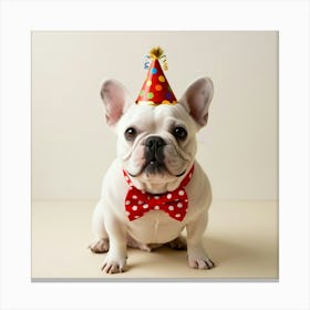 French Bulldog With Party Hat Canvas Print