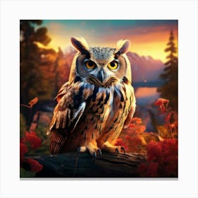 Firefly Magical Owl Perched In Dreamlike Tranquil Setting 23445 (2) Canvas Print