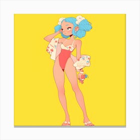 Anime Girl With Blue Hair 1 Canvas Print