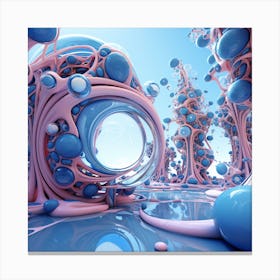 Pink & Blue Fluid Gloss Abstract 1 Canvas Print