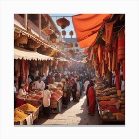 Dreamshaper V7 A Bustling Market Square Where Stalls Overflow 0 Canvas Print