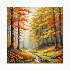 Forest In Autumn In Minimalist Style Square Composition 234 Canvas Print