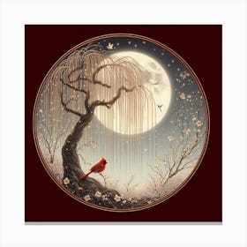 Willow Tree And Moon 1 Canvas Print