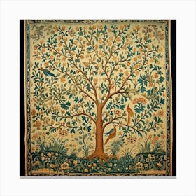 William Morris Inspired Tree Of Life 26 Canvas Print