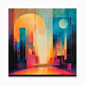 Wall Hanging Composition Fusing Art Deco Elegance With Modern Abstraction Textures And Contours Ref 344342406 Canvas Print