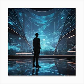 Futuristic Man In A Futuristic Space Canvas Print