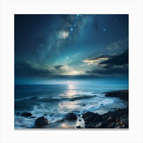Night Sky Over The Ocean 1 Canvas Print