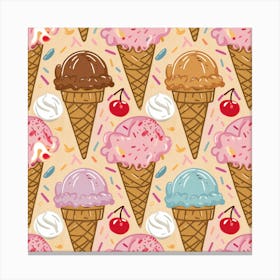 Ice Cream Pattern Canvas Print