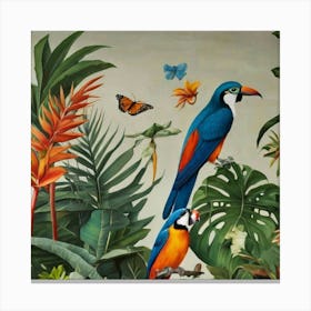 Parrots In The Jungle 1 Canvas Print