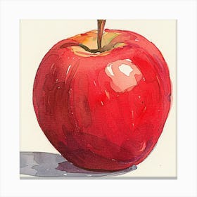 Red Apple Watercolor Painting Canvas Print