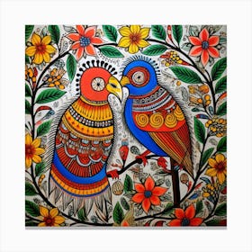 Two Birds On A Branch Canvas Print