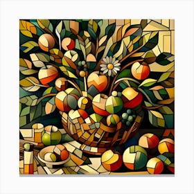 A Cubist Still Life Featuring Fruit On A Tree 2 Canvas Print