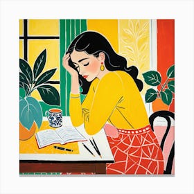 Woman Reading A Book 5 Canvas Print