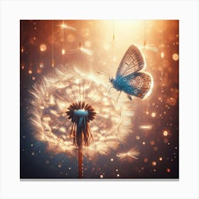 Butterfly On A Dandelion Canvas Print