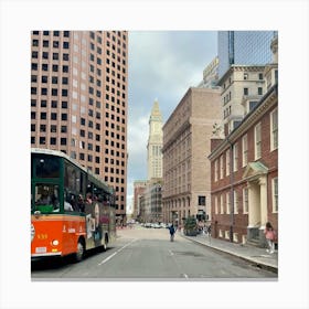 Tour Bus In Boston Canvas Print