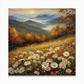 Appalachian Mountains Nature, Autumn Antique Oil Colors. 1 Canvas Print