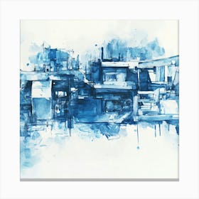 Blue City Watercolor Canvas Print