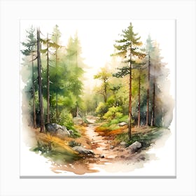 Whispers of the Forest: A Watercolor Serenity Canvas Print