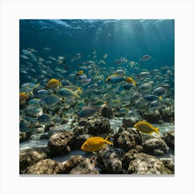 Default Various Beautiful Fish Seen From Inside The Sea At The 1 Canvas Print