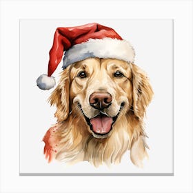 Golden Retriever Santa Hat 5 Canvas Print