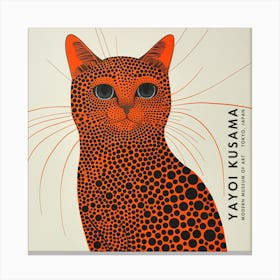 Yayoi Kusama Inspired Leopard Print Cat in Burnt Orange Canvas Print