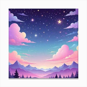 Sky With Twinkling Stars In Pastel Colors Square Composition 237 Canvas Print