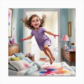 Little Girl Jumping Canvas Print