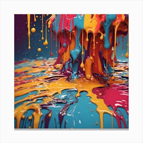 Colorful Paint Drips Canvas Print