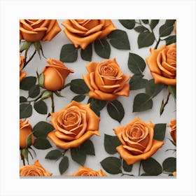 Orange Roses Seamless Pattern Canvas Print