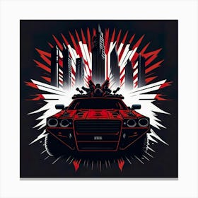 Car Red Artwork Of Graphic Design Flat (192) Canvas Print