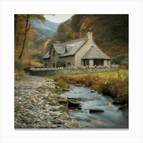 Cottage By The Stream 3 Canvas Print