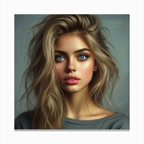 Beautiful Girl With Blue Eyes 1 Canvas Print