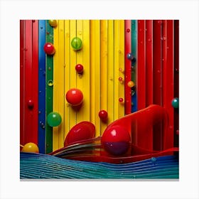 Firefly Red, Green, Blue, Yellow, Signal Colors, 3d, Flowing, Wall, Stripes, Balls, Vibrant, Colorfu (1) Canvas Print