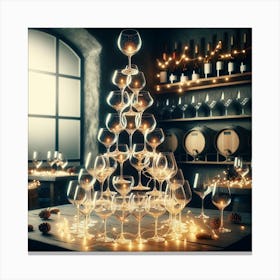 Wine Glasses Christmas Tree Canvas Print