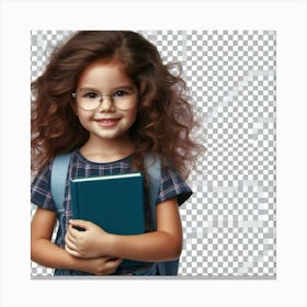 Little Girl Holding A Book Canvas Print